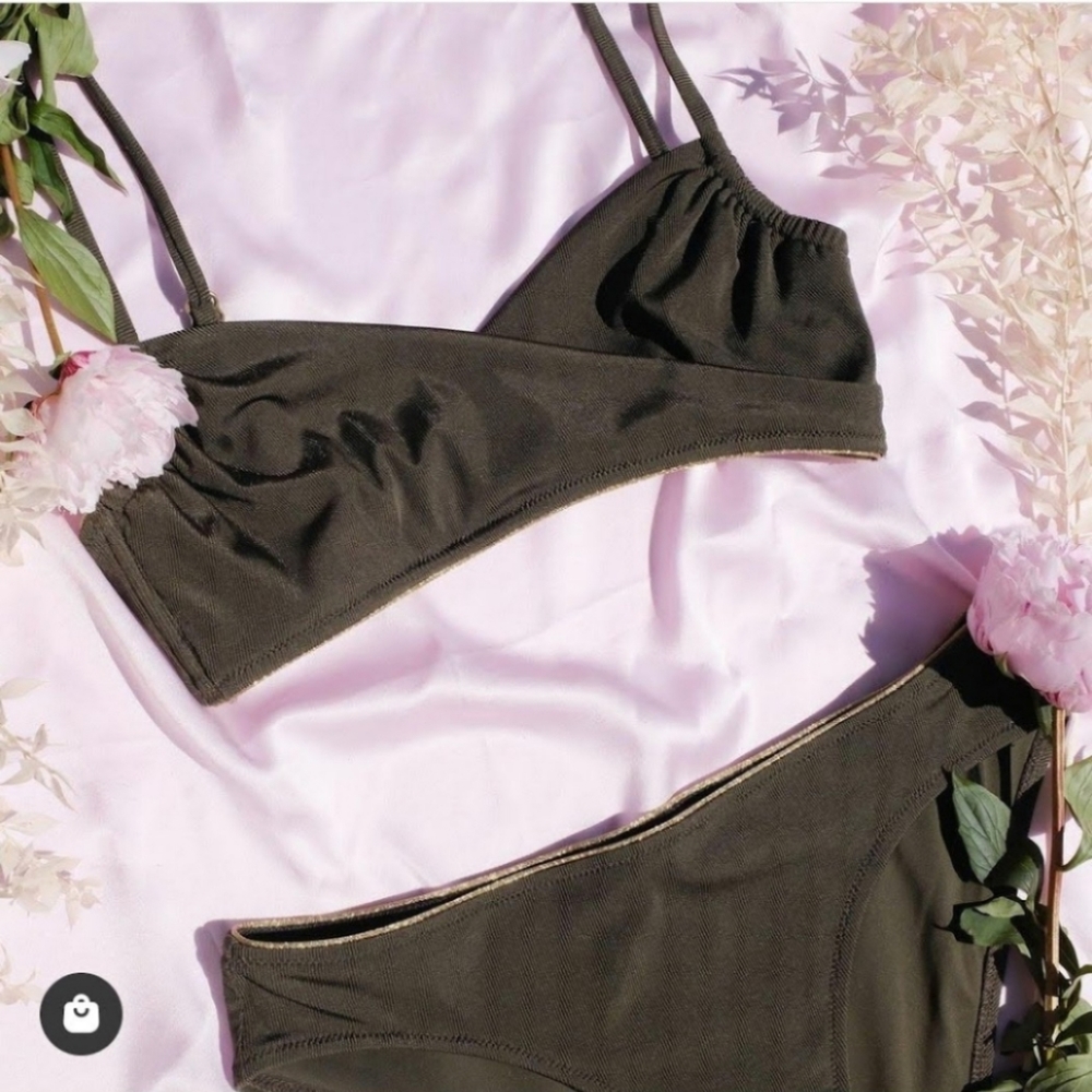 Morgan Lane Daisy Bikini Swim Set in Olive S